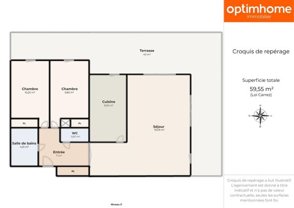 VENTE APPARTEMENT T3 60 M² – CARQUEFOU CENTRE (44470) | REZ-DE-JARDIN | TERRASSE 40 M² | GARAGE | DPE C