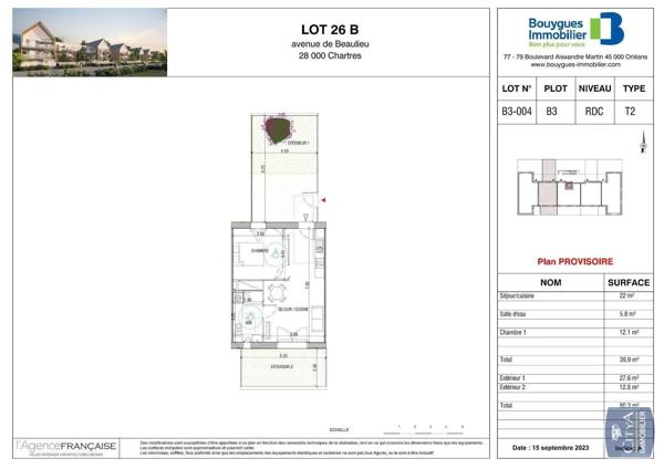 Appartement à louer 2 pièces 39.9m² Chartres (28000)
