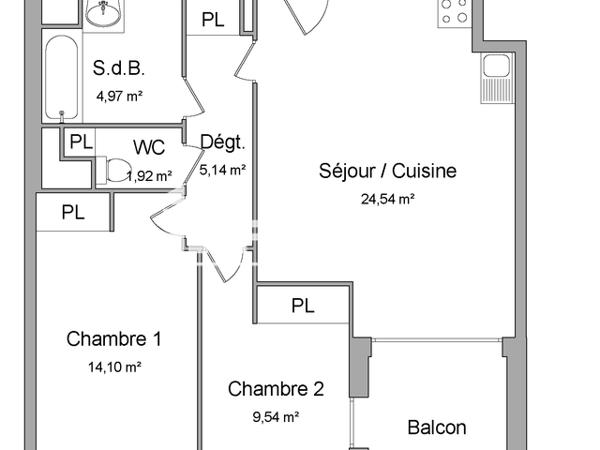Location Appartement 3 pièces 60.21 m² - 18 BOULEVARD PIERRE ET MARIE CURIE Toulouse 31200