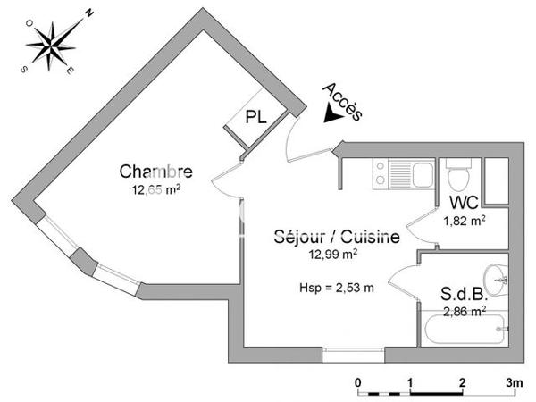 Location Appartement 2 pièces 30.3 m² - 2,BD Henri Orrion Nantes 44000