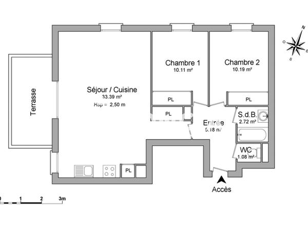 Location Appartement 3 pièces 62.67 m² - 8 RUE LOUIS VALLIERE Agde 34300