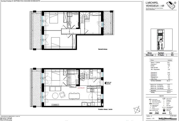 Vénissieux (69200) BRS - Appartement Duplex 99 m² - Vénissieux