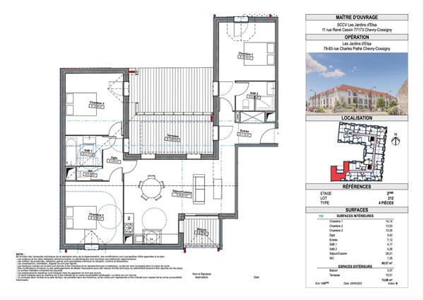 4 PIECES + + terrasse + 3 parkings s/sol dans programme neuf "Les jardins d'Elsa"