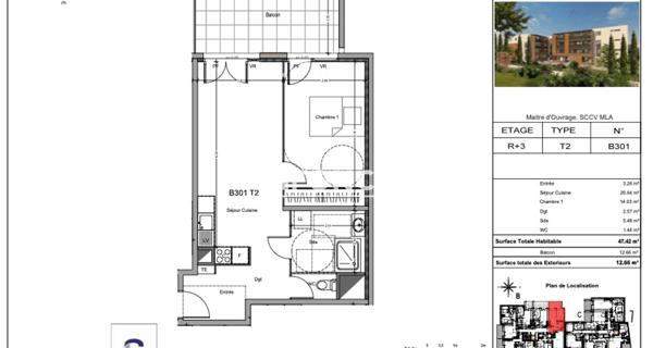 Location Appartement 2 pièces 47.42 m² - Morières-lès-avignon 84310