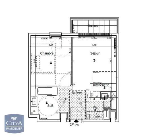 Appartement à louer 2 pièces 38.73m²