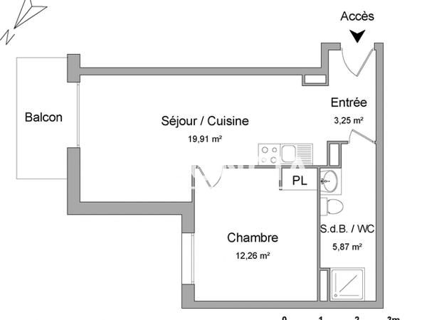 Location Appartement 2 pièces 41.29 m² - LA RENAISSANCE - 14 RUE DE LEMERY Rouen 76000