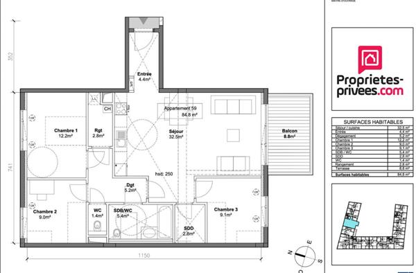 BAISSE DE PRIX. T4 - 84,80 m² Idéalement situé: 243 000  avec terrasse , double garage. Très Grand confort MONTEUX (84170)