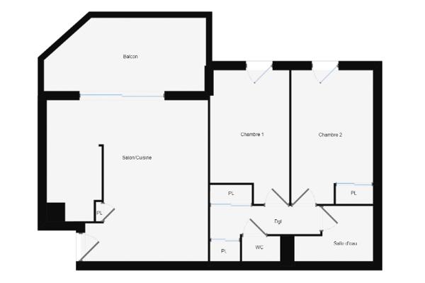Appartement 3 pièces - 57 m² Exclusivité efficity