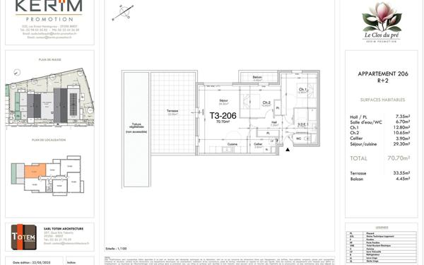 Appartement à vendre    3 pièces • 70,70 m2 Guilers