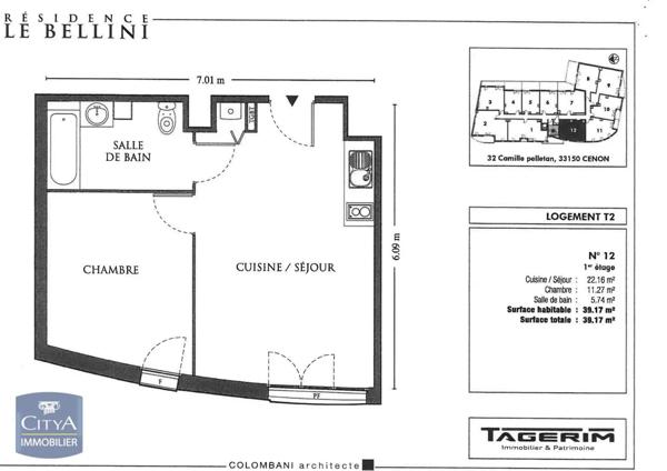 Appartement à louer 2 pièces 39.17m²
