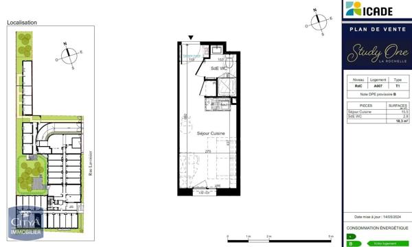 Appartement à louer 1 pièce 18.3m² La Rochelle (17000)