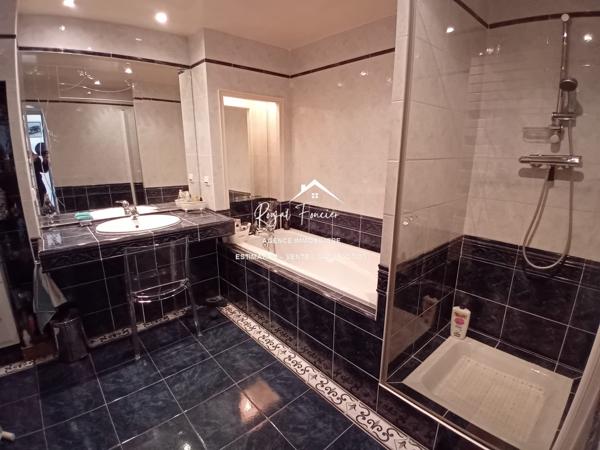 Vue sur le terrain, avec la terrasse et un préau très agréable