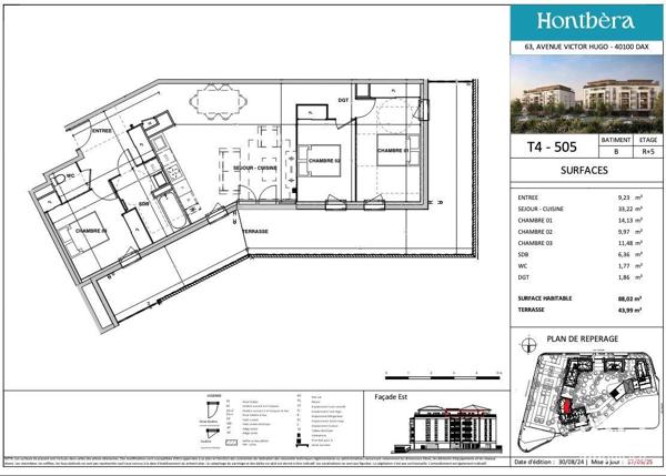 Appartement à vendre 4 pièces 88 m² Dax