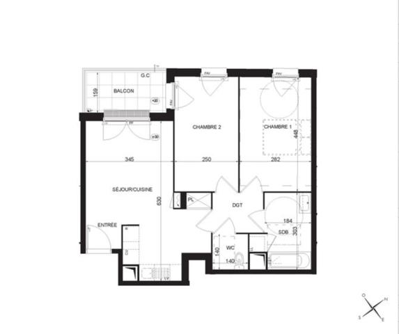 Appartement à vendre 3 pièces avec balcon et parkings MOUSSY LE VIEUX (77)