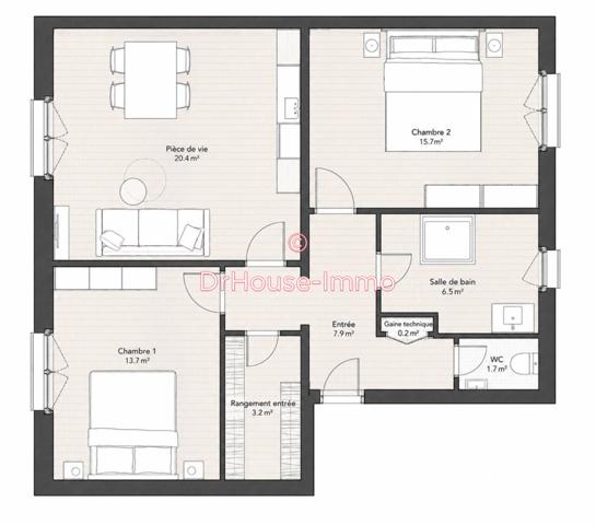 Appartement à vendre 3 pièces de 68 m²