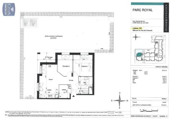 Appartement à louer 3 pièces 57.39m² Saint-Cyr-sur-Loire (37540)