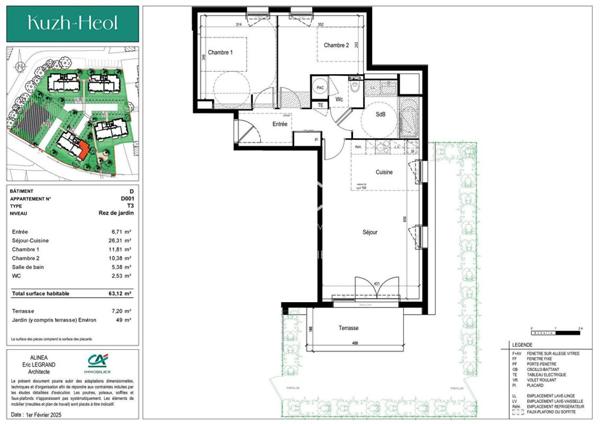 ARZON Appartement 3 pièces 62 m²