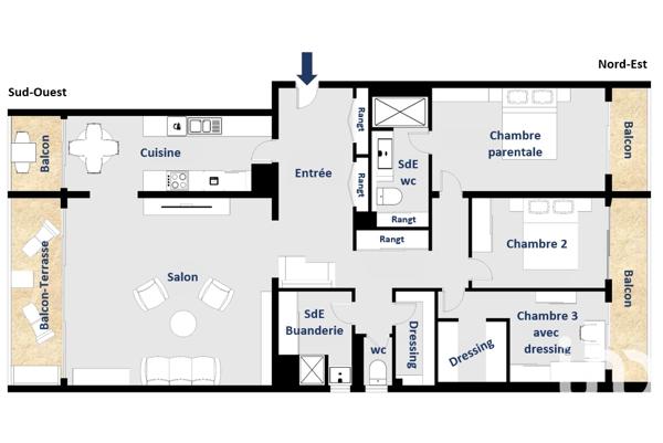 Appartement à vendre 4 pièces 120 m² Paris 20