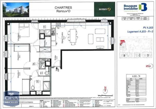 Appartement à louer 4 pièces 85.06m² Chartres (28000)