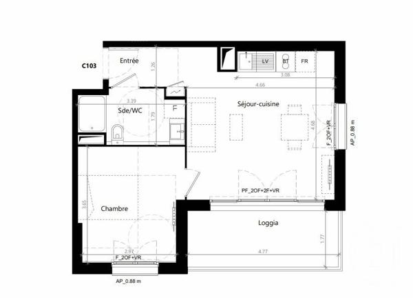 Appartement F2 à vendre  2 pièces - 41,65 m2 VILLENAVE D ORNON - 33