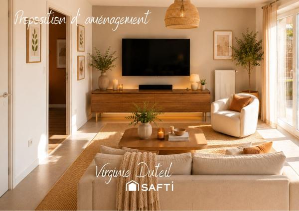 T3 57 m², 2 chambres, jardin privatif et parking