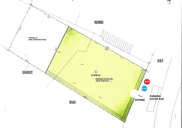 TERRAIN A BATIR 850 m² ( LIBRE DE CONSTRUCTEUR)