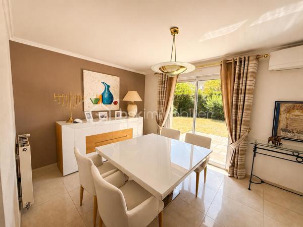 Rebecca Sebarg, BSK Immobilier, a le plaisir de vous présenter cette magnifique maison de plain-pied construite en 1990, implantée sur un terrain d’environ 670 m², dans une impasse au calme, tout en étant à proximité immédiate des commerces.

Dès l’entrée, vous découvrirez un hall accueillant avec un WC indépendant équipé d’un lave-mains.

Vous serez séduits par une spacieuse pièce de vie d’environ 35 m², baignée de lumière, CLIMATISATION, comprenant un double séjour agrémenté d’une cheminée moderne et récente, avec un accès direct à la terrasse et au jardin.

La cuisine ouverte, moderne, entièrement aménagée et équipée, communique directement avec le garage pour un confort de vie optimal.

Un couloir dessert la partie nuit comprenant :
un placard de rangement, 2 chambres, dont une équipée de la CLIMATISATION, une grande salle de bains moderne d’environ 10 m², avec douche à l’italienne, double vasque et WC suspendu.

Un garage d’environ 17 m² ainsi qu’une buanderie viennent compléter ce bien.

Les atouts de cette maison :

- Possibilité de faire le tour de la maison des 2 côtés.
- CLIMATISATION dans le séjour ainsi que dans une chambre.
- Cheminée moderne et récente dans le double séjour.
- Chaudière gaz récente.
- Fenêtres en aluminium double vitrage avec volets roulants électriques.
- Deux stores bannes électriques avec éclairage LED, parfaits pour profiter pleinement de la terrasse.
- Garage d’environ 17 m², entièrement isolé, avec accès aux combles offrant une possibilité d’aménagement.
- Accès direct depuis la buanderie vers l’extérieur et la terrasse, agrémentée d’un joli préau.
- AUCUN VIS-À-VIS!!

Une maison parfaitement entretenue, offrant de belles prestations et un cadre de vie privilégié. Elle séduira les acquéreurs à la recherche d’un environnement paisible, tout en restant proche des commodités.

Une visite s’impose ! Contactez-moi dès maintenant pour découvrir cette belle opportunité.

Taxe foncière: 1870€