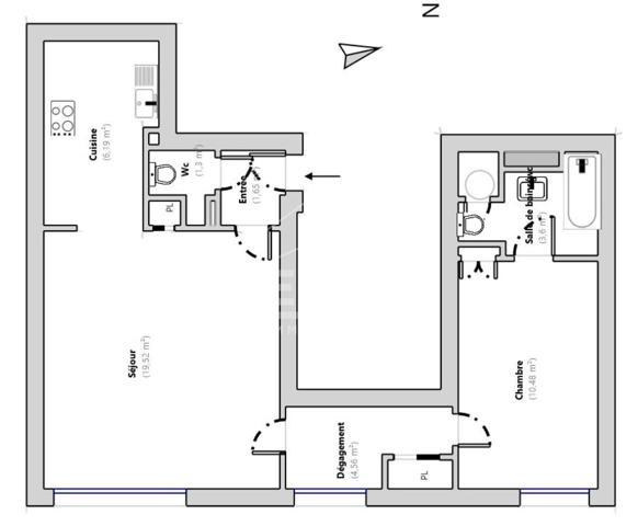 A VENDRE : NICE/QUARTIER FLEURS - 2P 47m2 avec terrasse