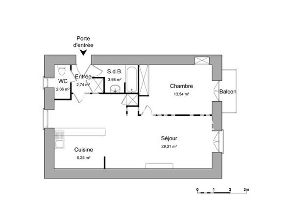 Location Appartement 3 pièces 57.88 m² - 47 COURS ARISTIDE BRIAND Caluire Et Cuire 69300