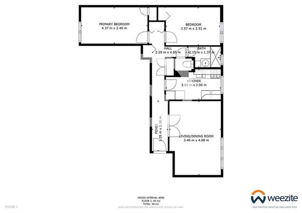 Appartement 3 pièces 56.52 m2