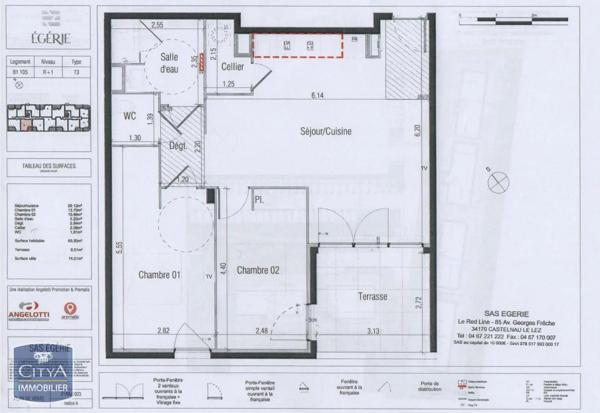 Appartement à louer 3 pièces 65.5m² Béziers (34500)