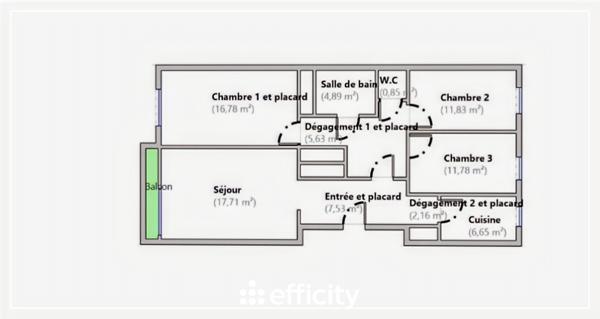 Appartement 4 pièces - 86 m² Exclusivité efficity