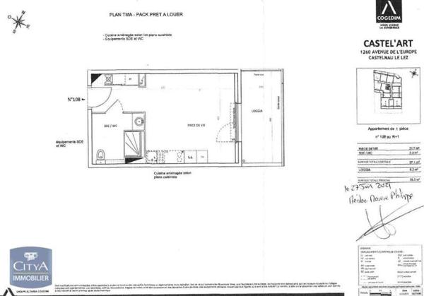 Appartement à louer 1 pièce 27.1m² Castelnau-le-Lez (34170)