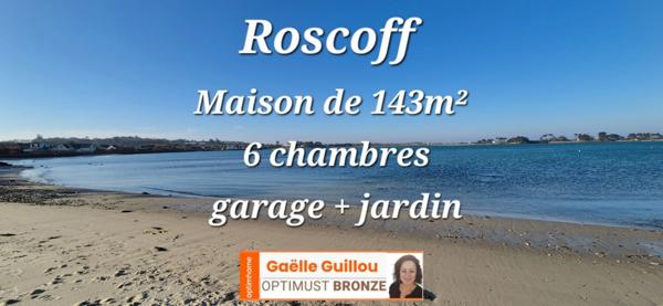 ROSCOFF : MAISON FAMILIALE DE 6 CHAMBRES pour 143m² avec garage et jardin.