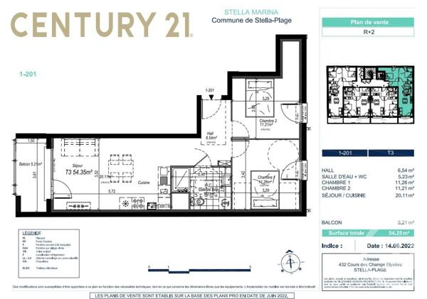 Appartement T3 à vendre  3 pièces - 54,35 m2 CUCQ - 62