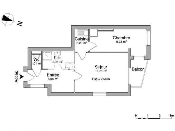 Location Studio meublé 36.79 m² - 9-11 RUE MARCEL PERETTO Grenoble 38100