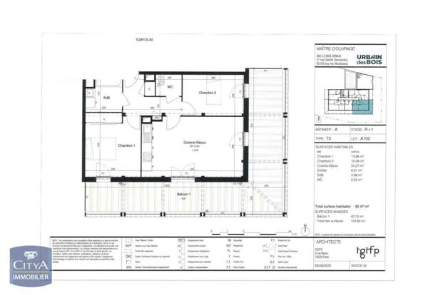 Location appartement La Riche (37520) 3 pièces 62.47m²