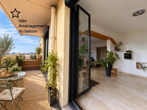 Appartement T3 transformable en T4 – Dernier étage – Vue mer et Bonne Mère – 2 balcons – Parking