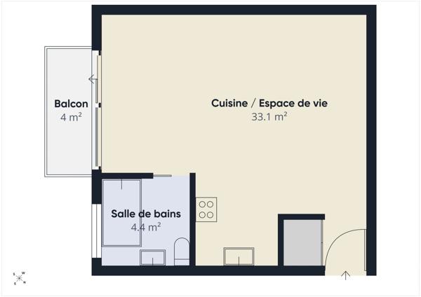 Appartement F1 à vendre  1 pièce - 37,45 m 2   FONTENAY AUX ROSES  - 92