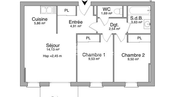 Location Appartement 3 pièces 52.77 m² - La Rivière-saint-sauveur 14600