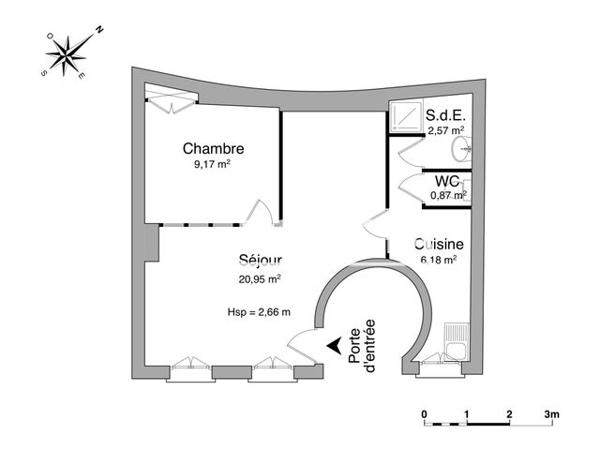 Location Studio 39.7 m² - 4 RUE DOCTEUR AUGROS Lyon 69005