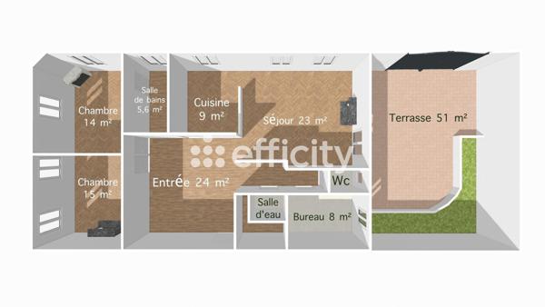 Appartement 4 pièces - 107 m² Exclusivité efficity