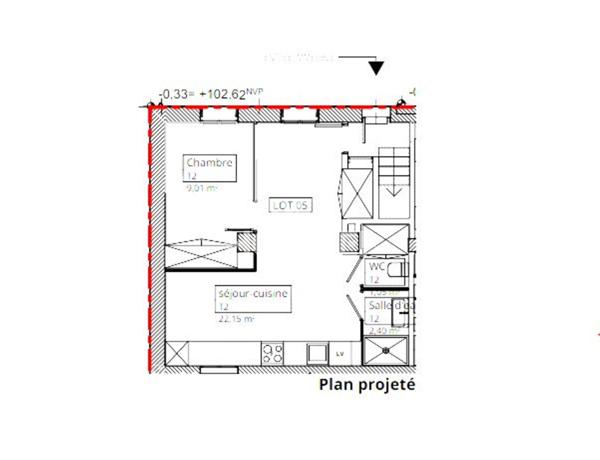 Appartement Paris 2 pièce(s) 36.52 m2