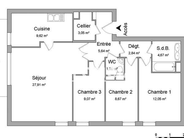 Location Appartement 4 pièces 85.33 m² - 1BIS RUE DE LA ROBERTSAU Schiltigheim 67300