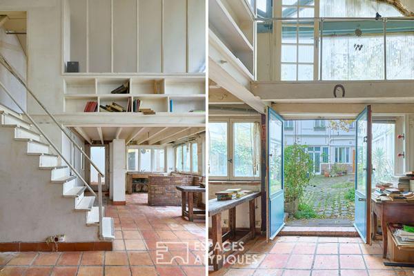 Ancien atelier avec jardin d’hiver au Square Gardette
