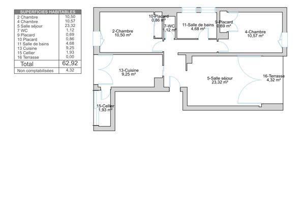 Appartement 63.5 m² à Bastia 20600