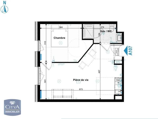 Appartement à louer 2 pièces 40.13m² Metz (57070)