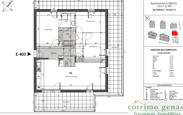 Appartement 4 pièces (82.63 m2) Corbas