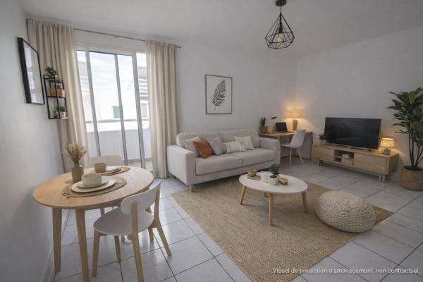 Studio nu avec balcon à louer de 23.45 m² secteur Sainte-Clotilde