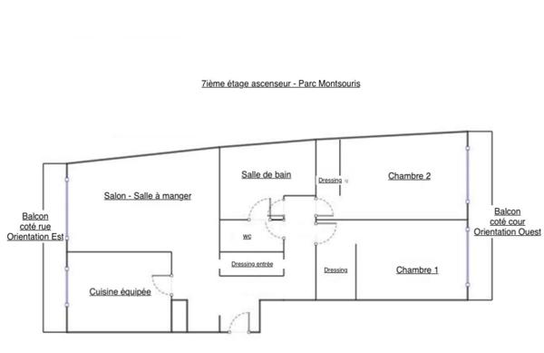 T3 lumineux 74m2 avec 2 balcons en étage – Parc Montsouris, Paris 14e
